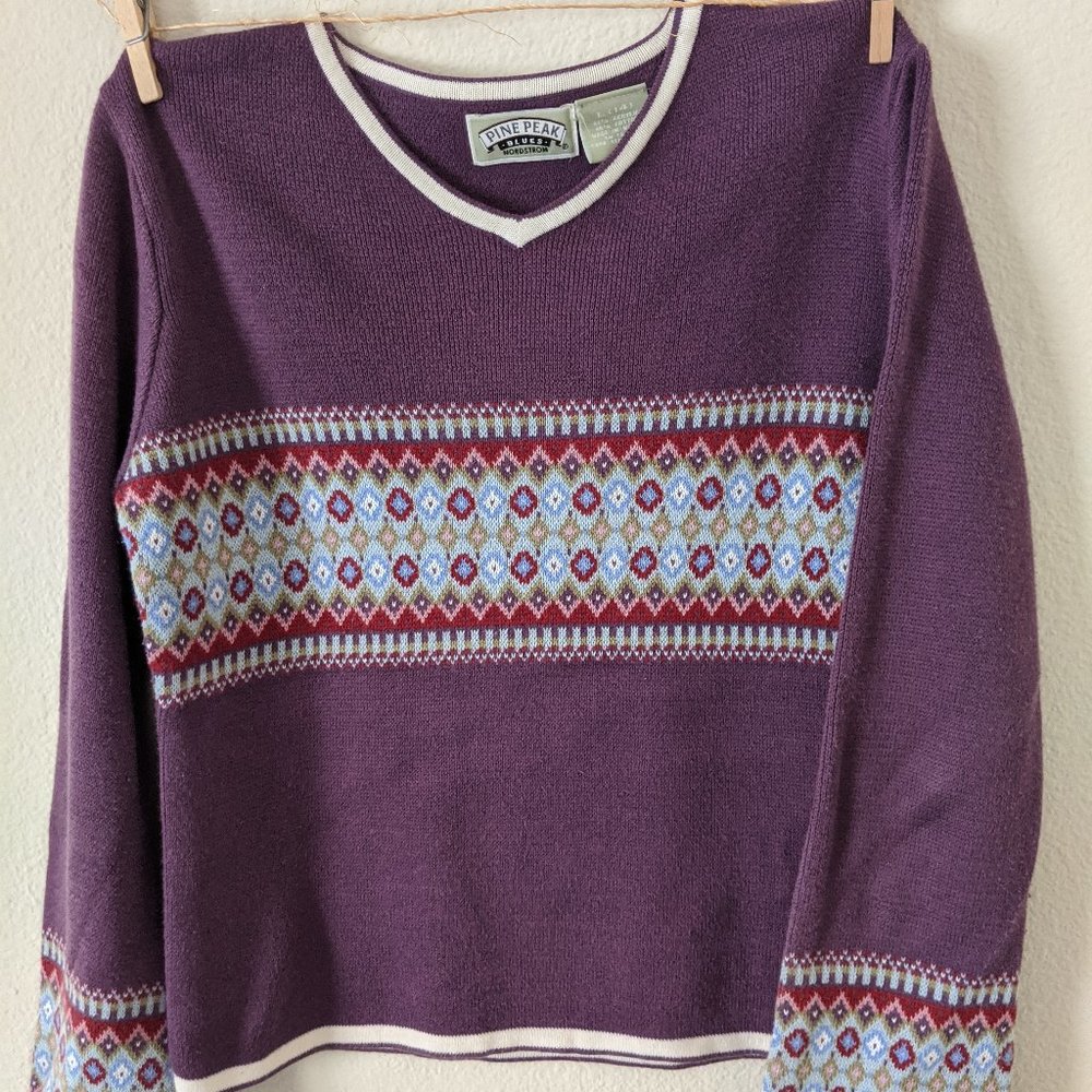 Girls' Purple Bell-Sleeve Sweater